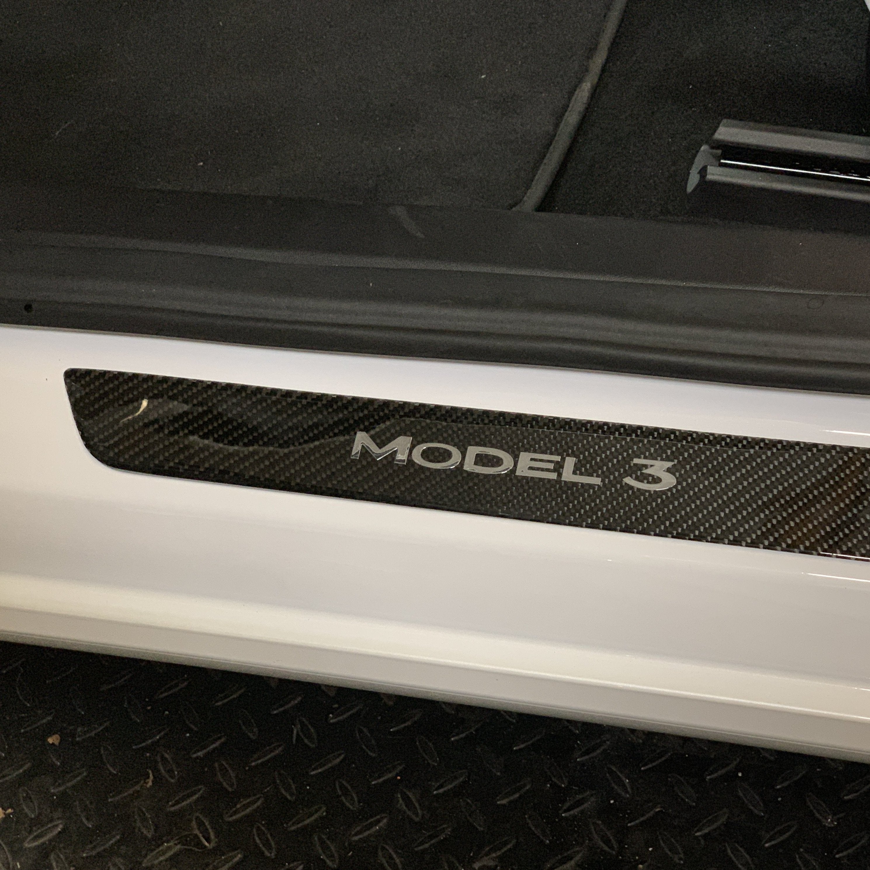 Tesla Model 3 Y Door Sill Protector With Carbon Fiber 4 Pieces Front R -  EVBASE-Premium EV&Tesla Accessories