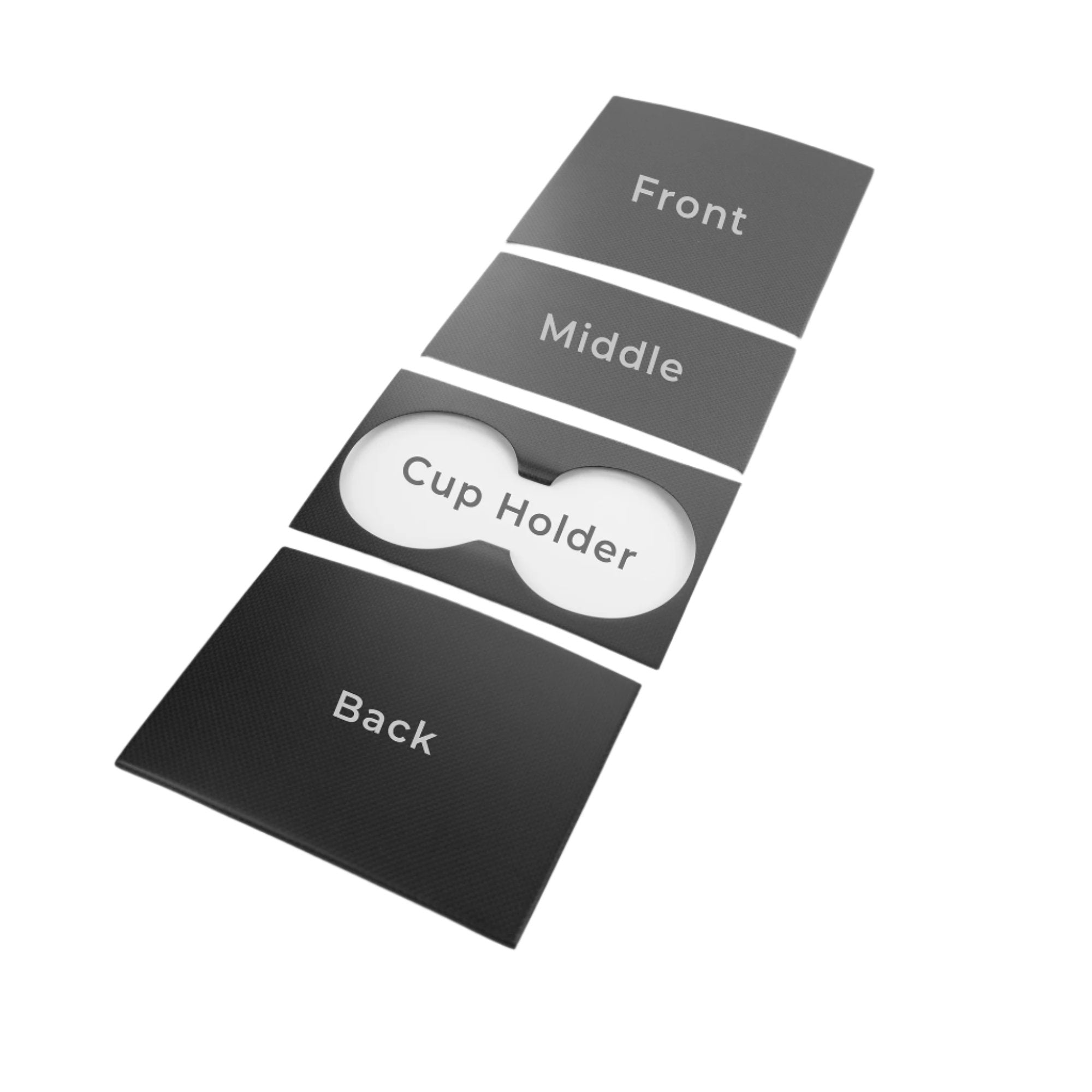 2025+ | Model Y Juniper Refreshed &quot;Plain Weave&quot; (Performance Look) Center Console &amp; Front Cup Holder Overlay 1.0 (4 Piece kit) - Real Dry Molded Carbon Fiber