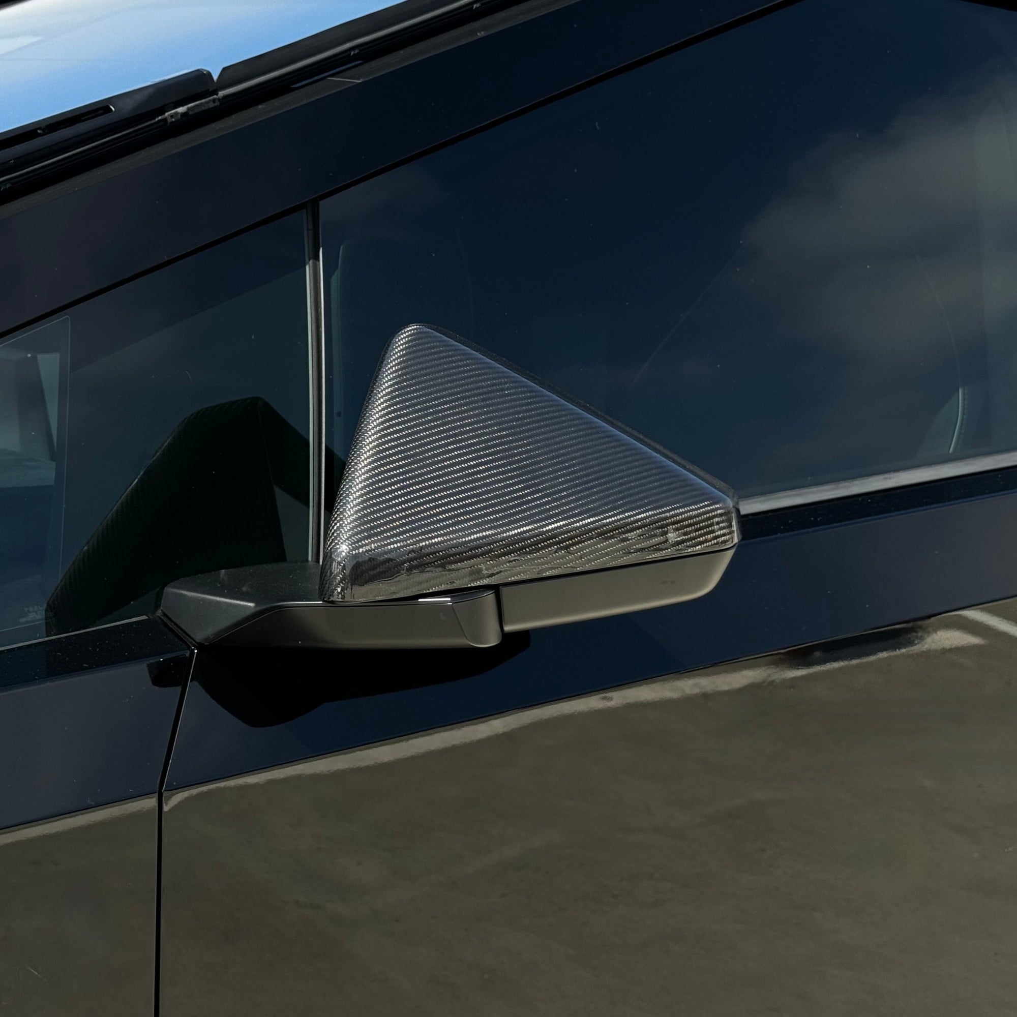 Cybertruck Side View Mirror Cap Overlays - Real Dry Molded Carbon Fiber