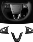 2024+ | Model 3 Steering Wheel Bezel Overlay (3 Pieces) - Real Dry Molded Carbon Fiber