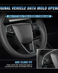 2024+ | Model 3 Steering Wheel Bezel Overlay (3 Pieces) - Real Dry Molded Carbon Fiber