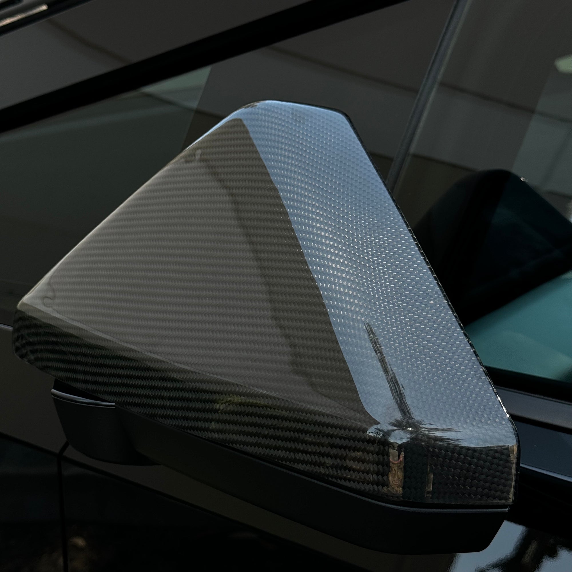 Cybertruck Side View Mirror Cap Overlays - Real Dry Molded Carbon Fiber