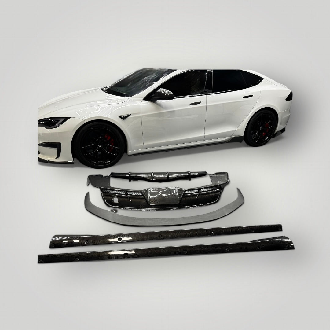 2022+ | Model S Viento Full Body Kit - Real Molded Carbon Fiber (4 Pieces)