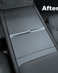 2025+ | Model Y Juniper Refreshed "Plain Weave" (Performance Look) Center Console & Front Cup Holder Overlay 1.0 (4 Piece kit) - Real Dry Molded Carbon Fiber