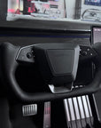 Cybertruck Heated Leather Yoke Steering Wheel - TESLA Factory Original Core, Reshaped & Resurfaced in Napa Leather