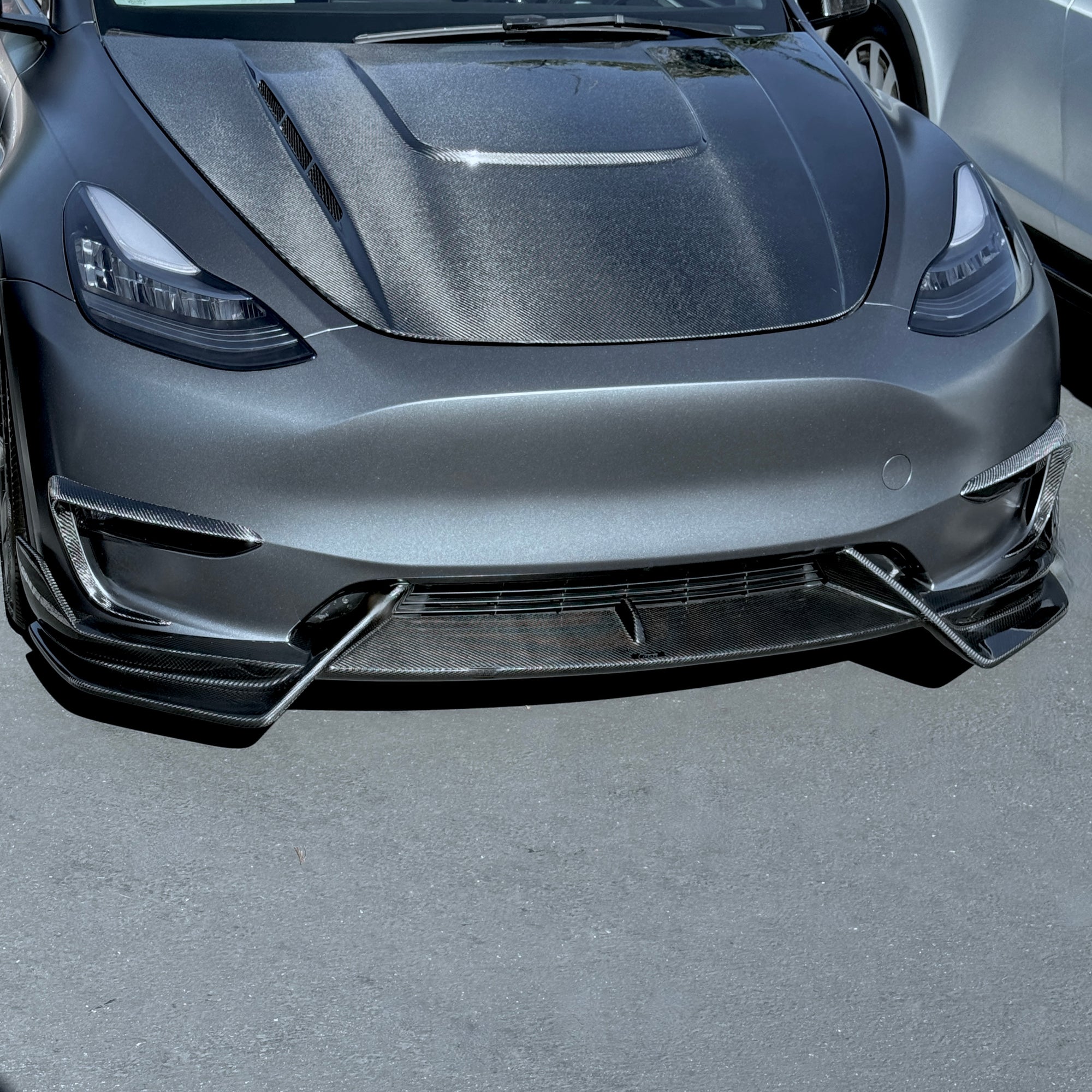 Model Y Colossal Front Lip Overlay Spoiler - Real Dry Molded Carbon Fiber