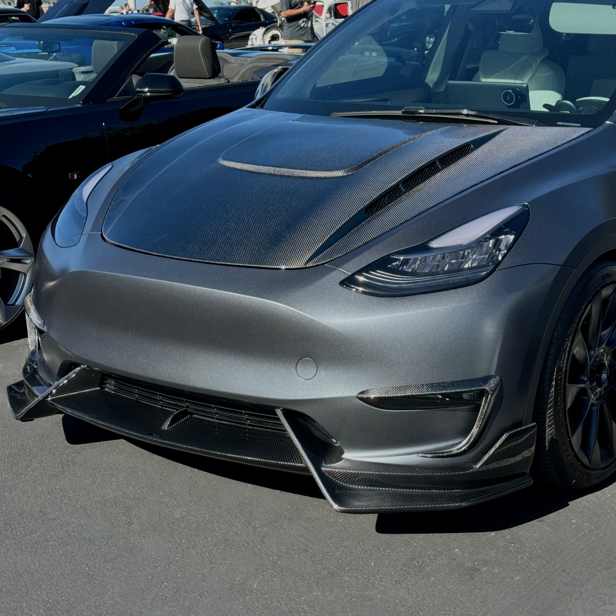 Model Y Colossal Front Lip Overlay Spoiler - Real Dry Molded Carbon Fiber