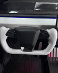 Cybertruck Heated Leather Yoke Steering Wheel - TESLA Factory Original Core, Reshaped & Resurfaced in Napa Leather