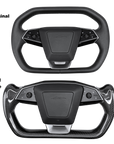 Cybertruck Yoke Steering Wheel - TESLA Factory Original Core, Reshaped & Resurfaced in Real Molded Carbon Fiber