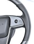 2021-2023 | Model S & X Round Steering Wheel Upgraded with Leather & Real Molded Carbon Fiber