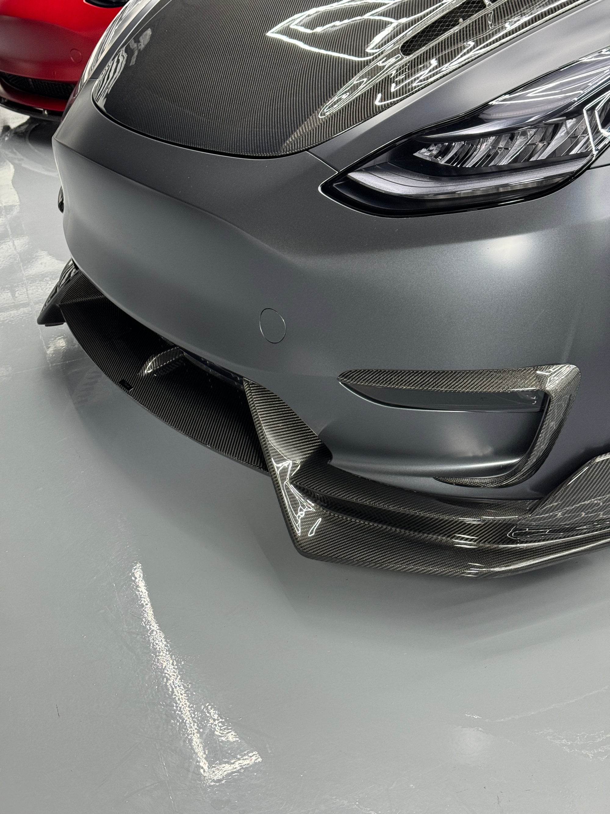 Model Y Colossal Front Lip Overlay Spoiler - Real Dry Molded Carbon Fiber