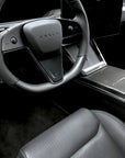 2021-2023 | Model S & X Round Steering Wheel Upgraded with Leather & Real Molded Carbon Fiber