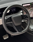 2021-2023 | Model S & X Round Steering Wheel Upgraded with Leather & Real Molded Carbon Fiber