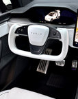 2021-2023 | Model S & X Yoke Steering Wheel Upgrade, TESLA Factory Original Resurfaced with Soft Napa Leather & Fully Heated