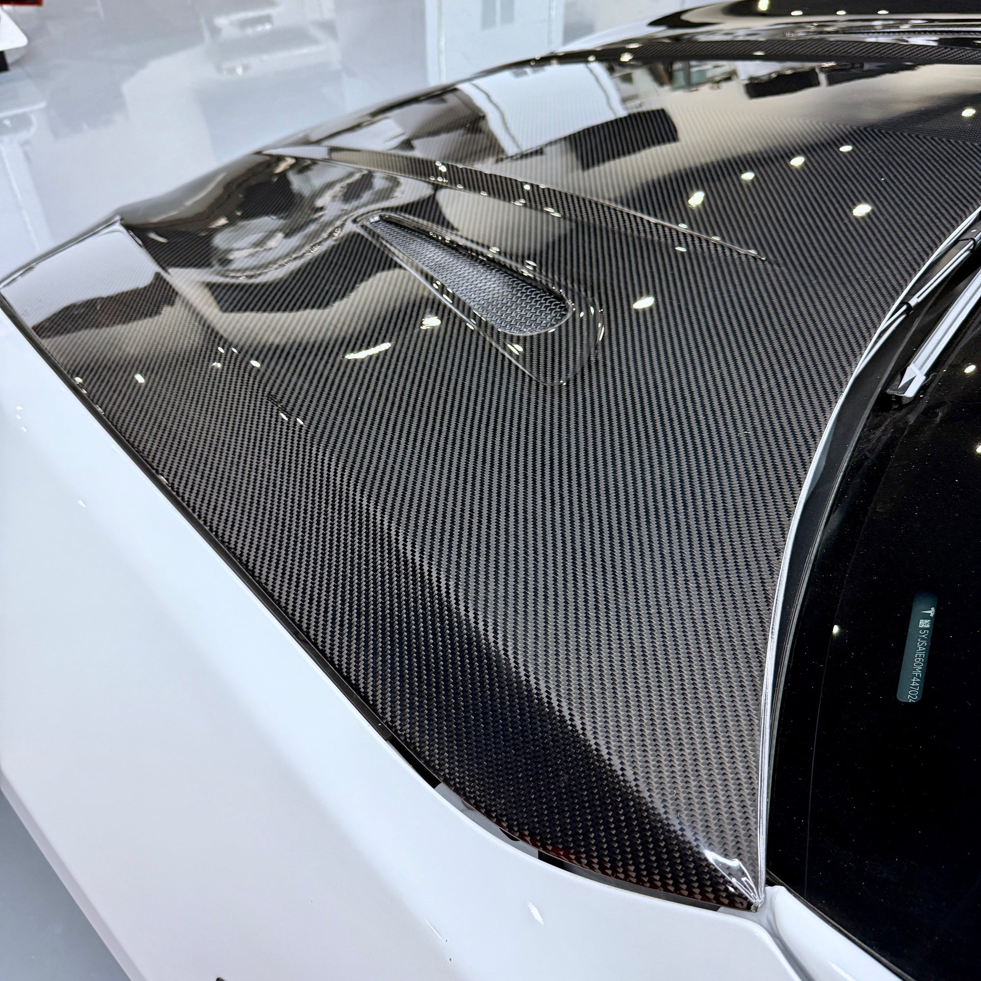 Model S Viento Robot Hood - Dual Layer with Xpel Clear Bra- Dry Molded Carbon Fiber