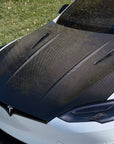 Model S Viento Robot Hood - Dual Layer with Xpel Clear Bra- Dry Molded Carbon Fiber