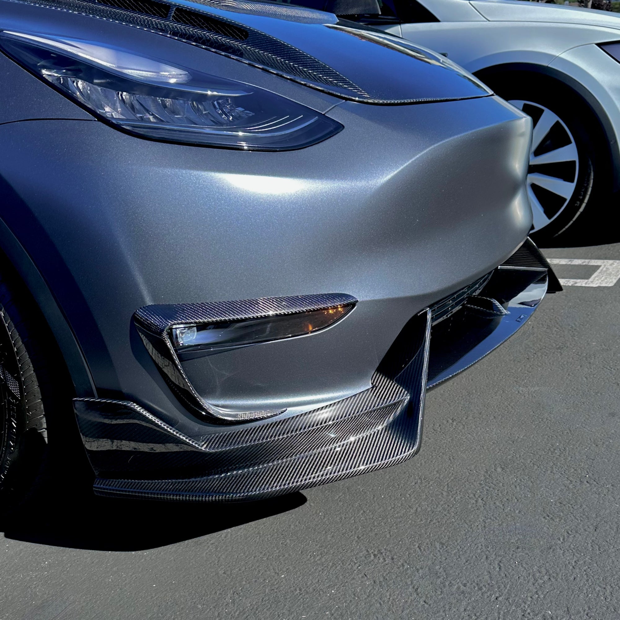 Model Y Colossal Front Lip Overlay Spoiler - Real Dry Molded Carbon Fiber