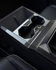 Cybertruck Center Console & Charging Pad Frame Overlay - Real Dry Molded Carbon Fiber