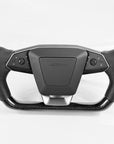 Cybertruck Heated Yoke Steering Wheel - TESLA Factory Original Core, Reshaped & Resurfaced in Napa Leather & Real Molded Carbon Fiber