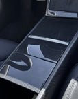 2025+ | Model Y Juniper Refreshed Center Console Side Panel Overlays (2 Pieces) - Real Dry Molded Carbon Fiber