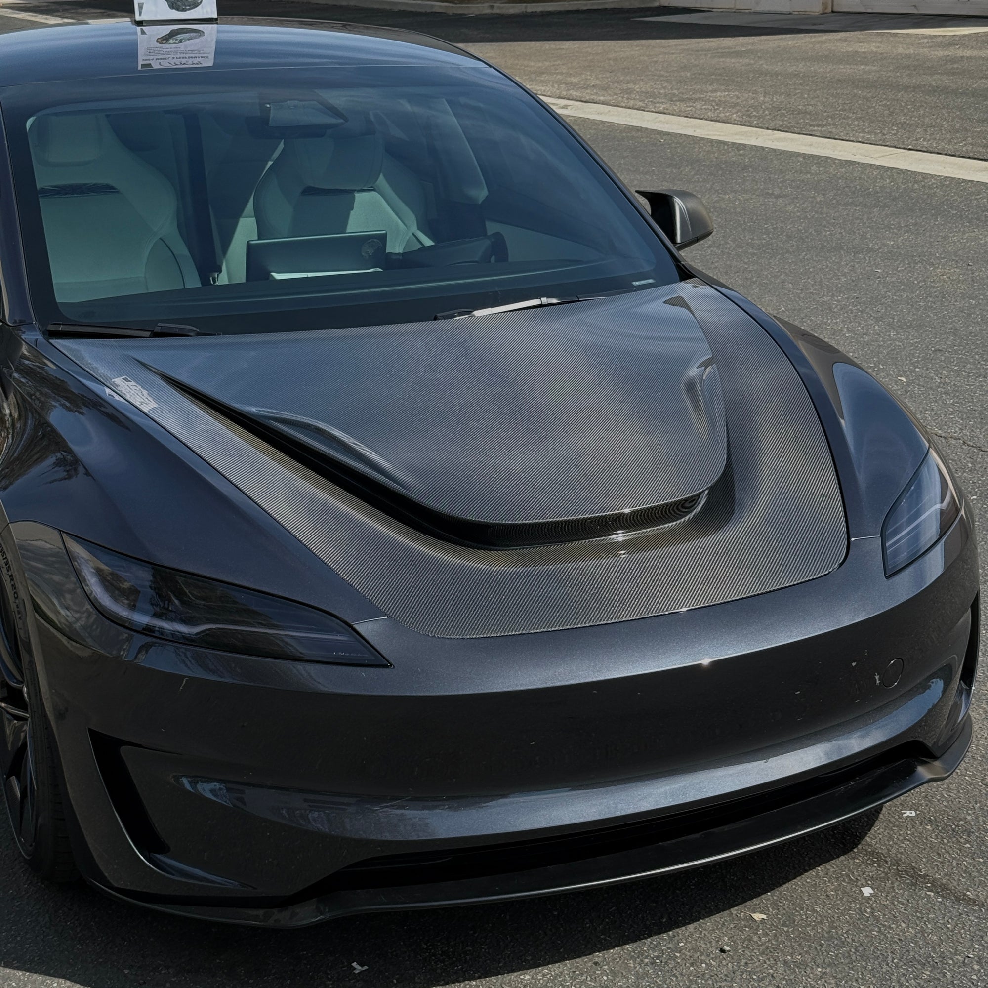 2024+ | Model 3 Highland Serpent Hood - Dual Layer with Xpel Clear Bra- Real Molded Carbon Fiber