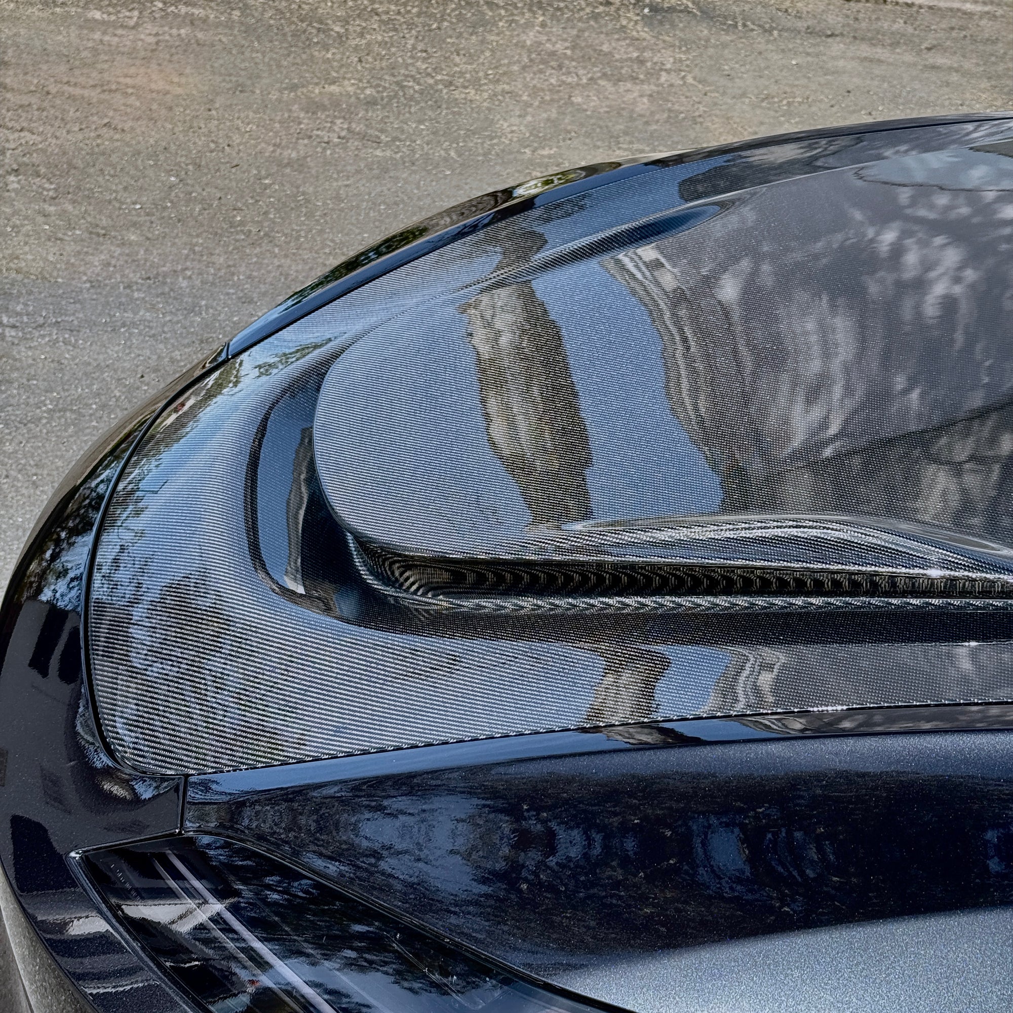 2024+ | Model 3 Highland Serpent Hood - Dual Layer with Xpel Clear Bra- Real Molded Carbon Fiber