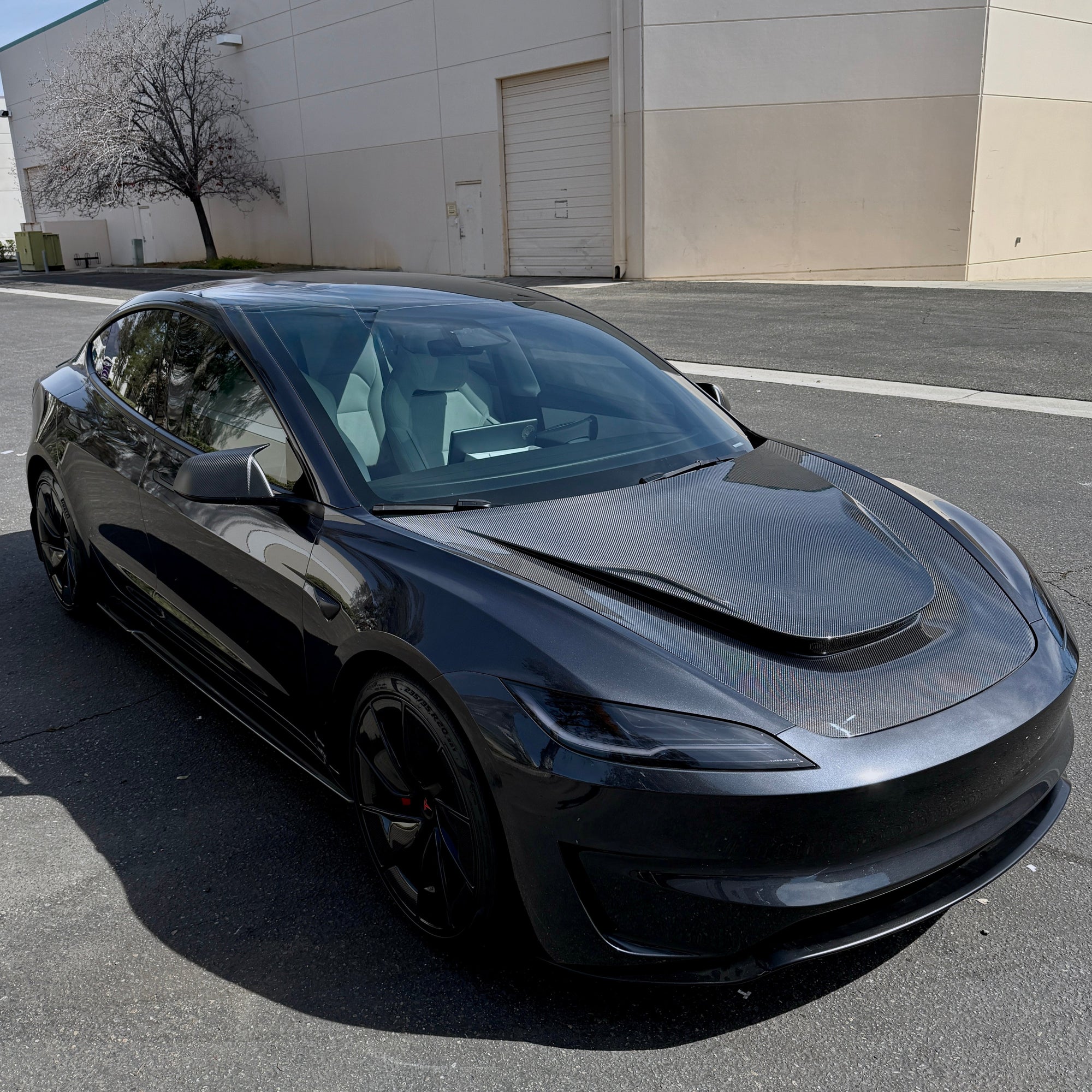 2024+ | Model 3 Highland Serpent Hood - Dual Layer with Xpel Clear Bra- Real Molded Carbon Fiber