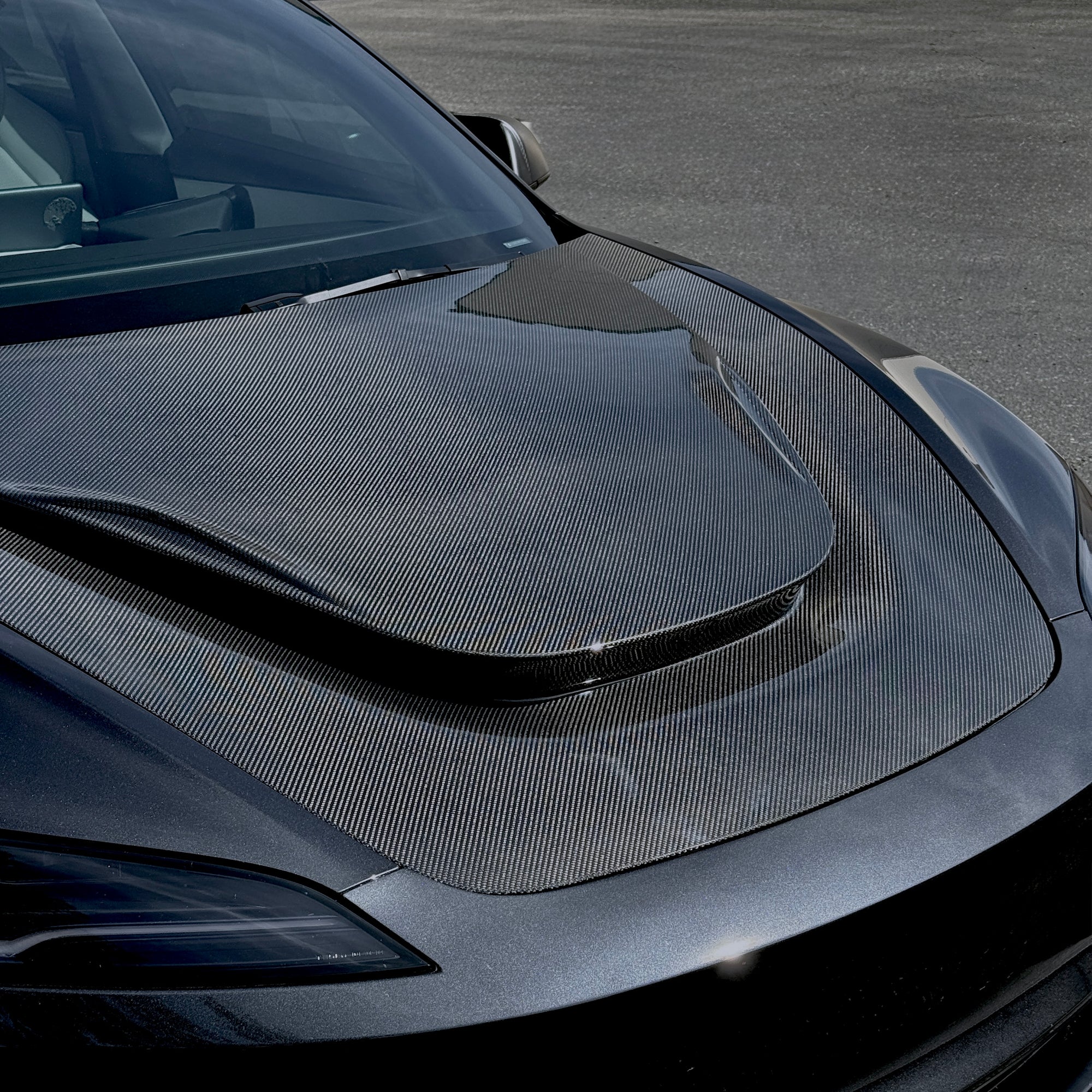 2024+ | Model 3 Highland Serpent Hood - Dual Layer with Xpel Clear Bra- Real Molded Carbon Fiber