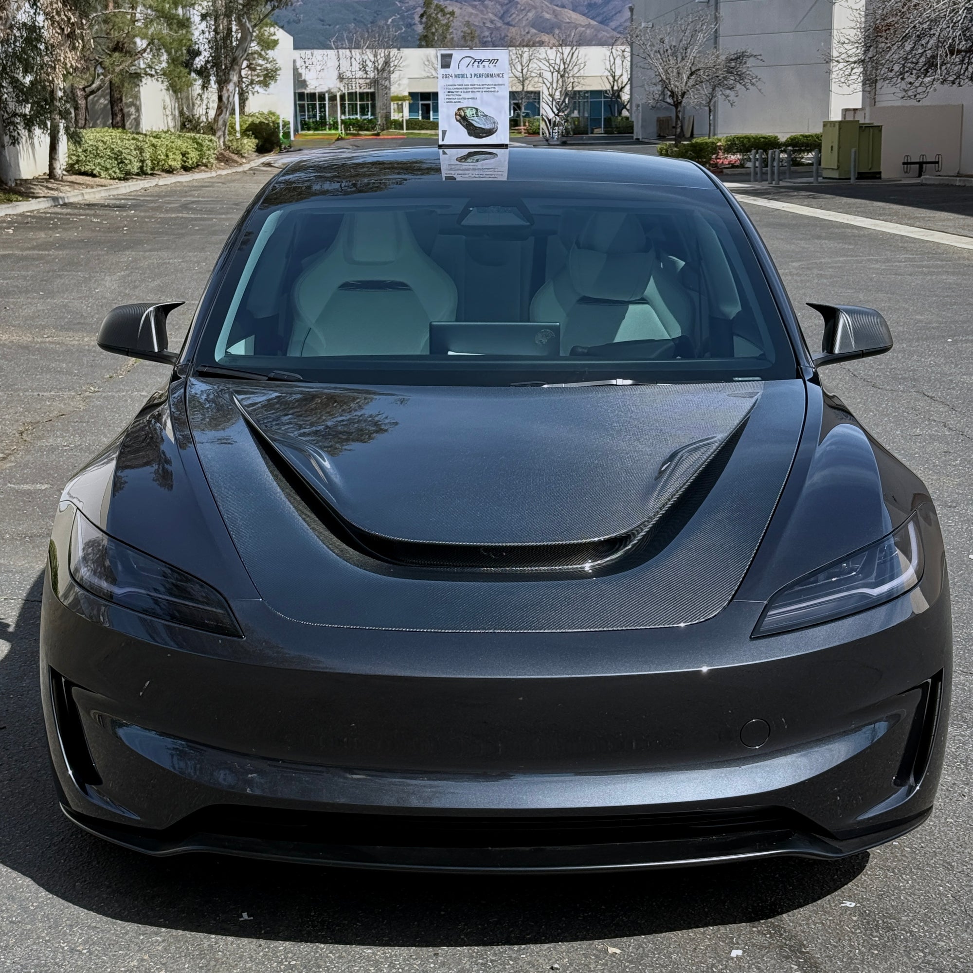 2024+ | Model 3 Highland Serpent Hood - Dual Layer with Xpel Clear Bra- Real Molded Carbon Fiber