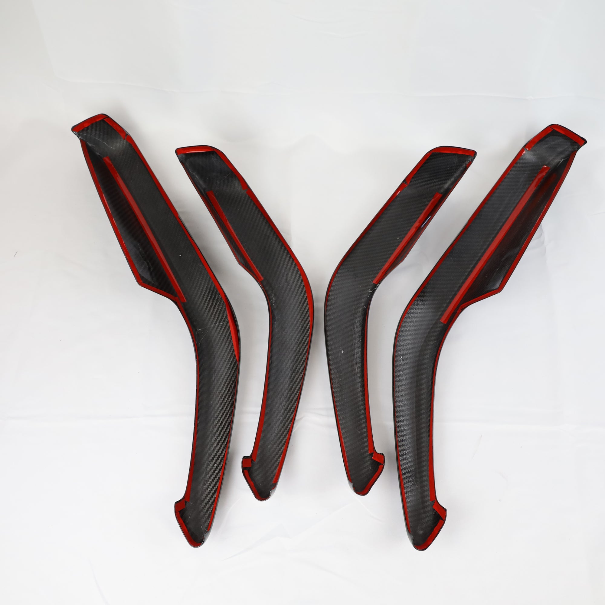 2024+ | Model 3 Front &amp; Rear Door Armrest Overlays (4 Pieces) - Real Dry Molded Carbon Fiber