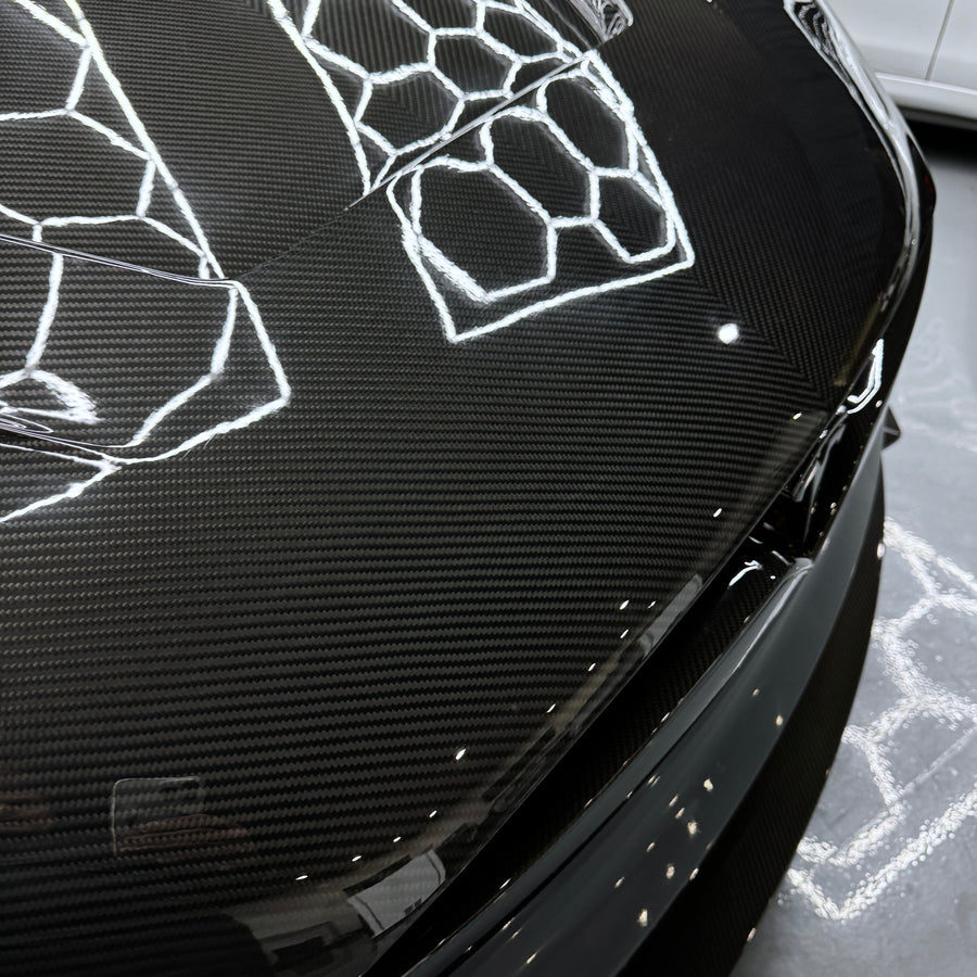 Model X Viento Robot Hood - Dual Layer with Xpel Clear Bra- Dry Molded Carbon Fiber