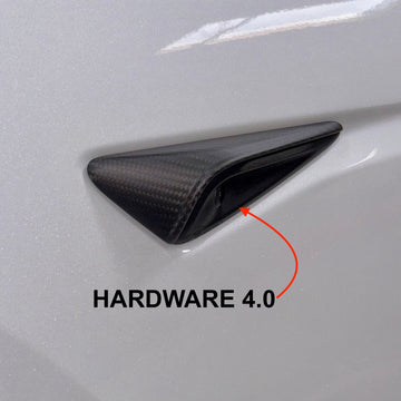2023+ | Model 3XY Top Half Cover Turn Signal Overlays - Hardware 4.0 (1 Pair) - Real Dry Molded Carbon Fiber