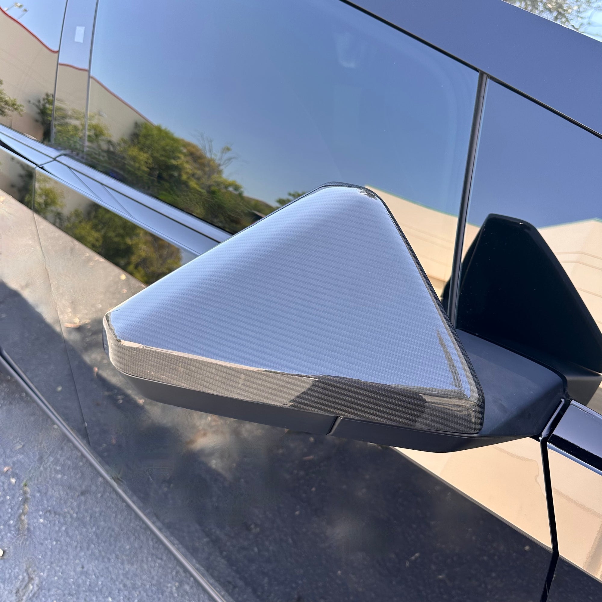 Cybertruck Side View Mirror Cap Overlays - Real Dry Molded Carbon Fiber