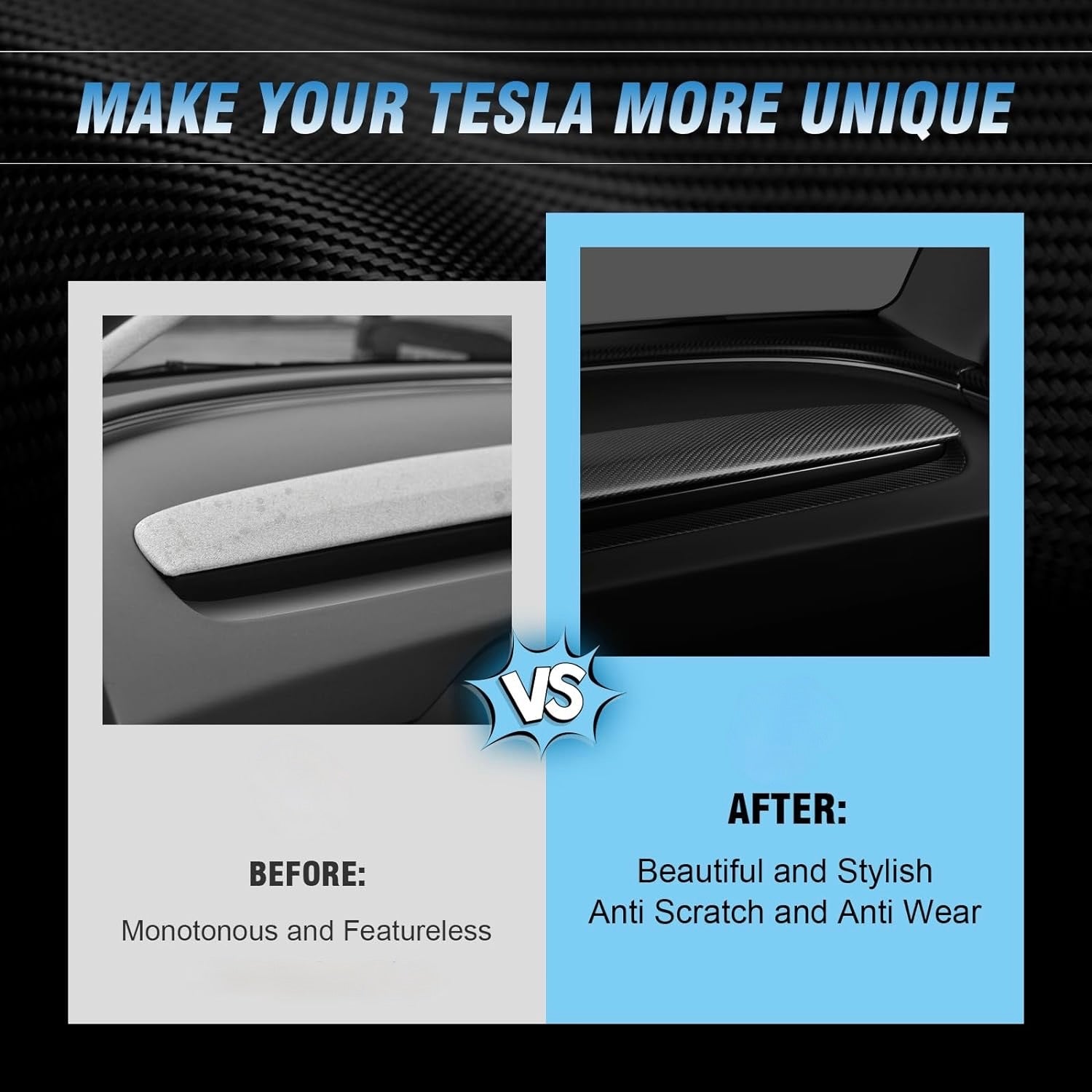 2024+ | Model 3 Dashboard Replacement Kit (3 Piece Options) - Real Dry Molded Carbon Fiber