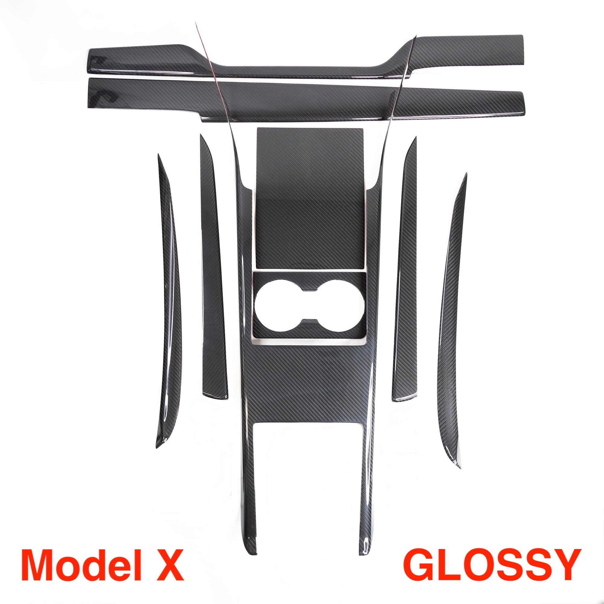 2021+ | Model S &amp; X Interior Upgrade Kit &quot;Go Plaid&quot; (9 &amp; 12 Piece Kit) - Real Molded Carbon Fiber - Goodbye Wood