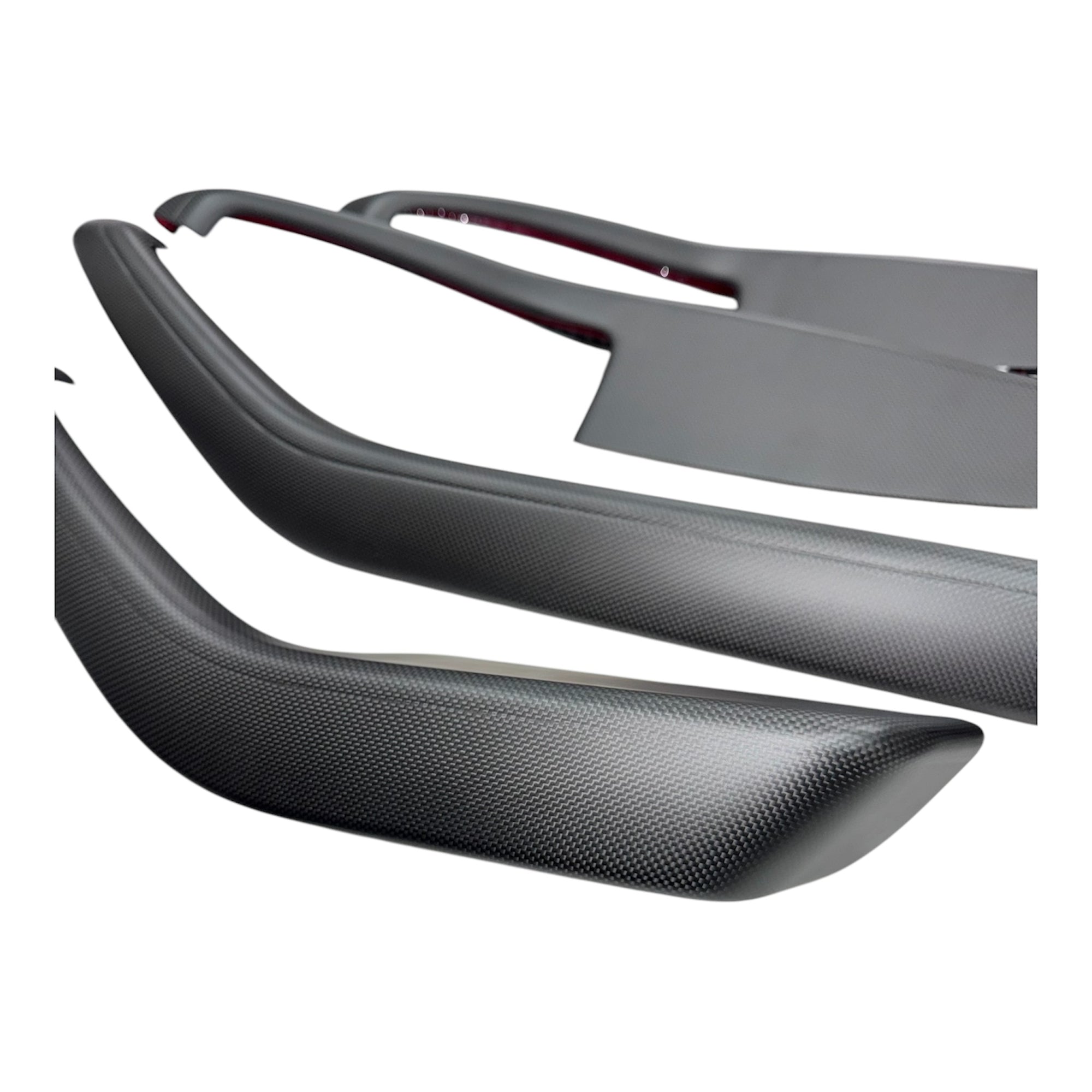 2024+ | Model 3 Front &amp; Rear Lower Door Armrest Overlays (4 Pieces) &quot;Plain Weave&quot; - Real Dry Molded Carbon Fiber