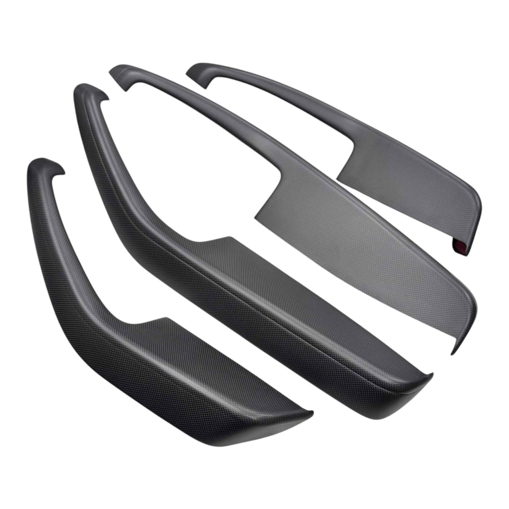 2024+ | Model 3 Front &amp; Rear Lower Door Armrest Overlays (4 Pieces) &quot;Plain Weave&quot; - Real Dry Molded Carbon Fiber