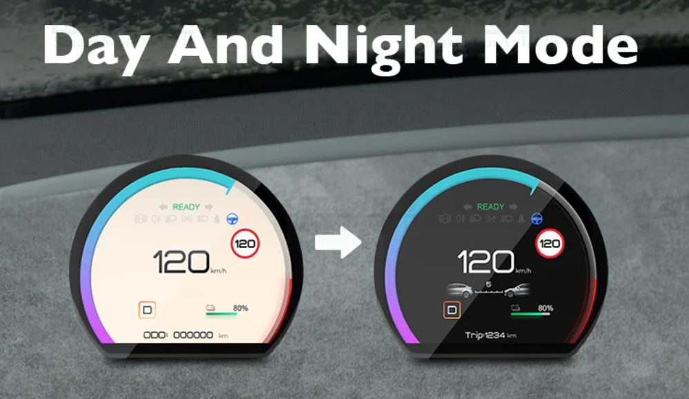 Model 3 &amp; Y Dashboard Round Cluster Display - Mini Style