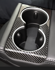 2024+ | Model 3 Backseat Cup Holder Overlay - Real Dry Molded Carbon Fiber