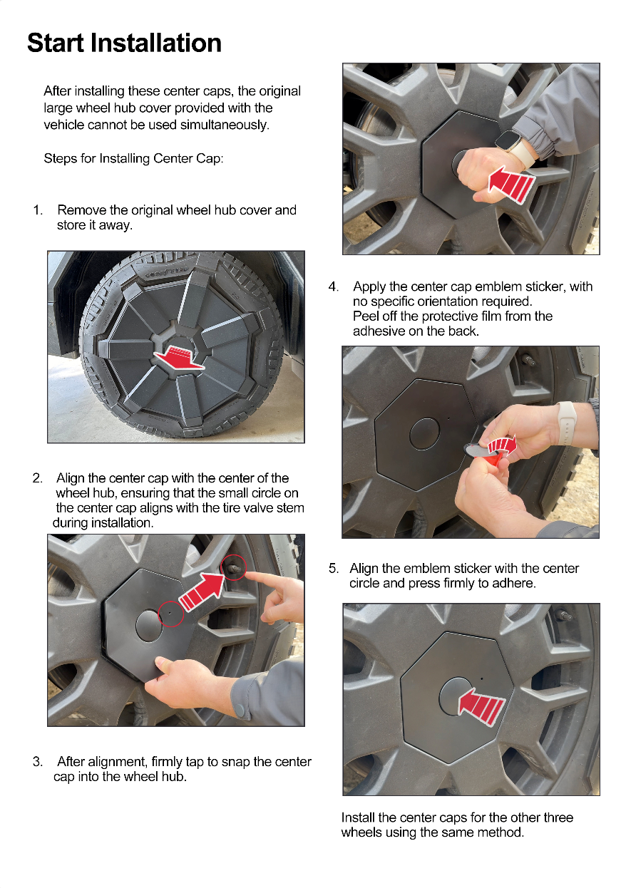 Cybertruck Center Wheel Heptagon Hub &amp; Lug Nut Covers (Set of 4)