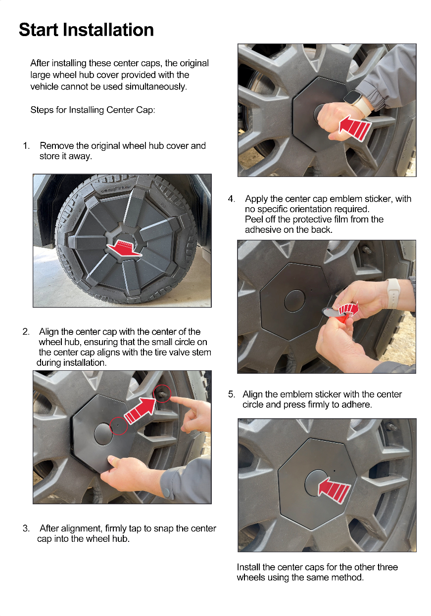 Cybertruck Center Wheel Heptagon Hub & Lug Nut Covers (Set of 4)