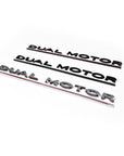 DUAL MOTOR Badges - Black or Chrome With Stripe