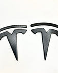 Model 3 T Logo Overlay (4 Pieces) Front & Back - Real Molded Carbon Fiber