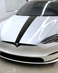 Model S Hood Racing Stripe Made from Xpel Ultimate Plus Black PPF