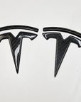 Model 3 T Logo Overlay (4 Pieces) Front & Back - Real Molded Carbon Fiber