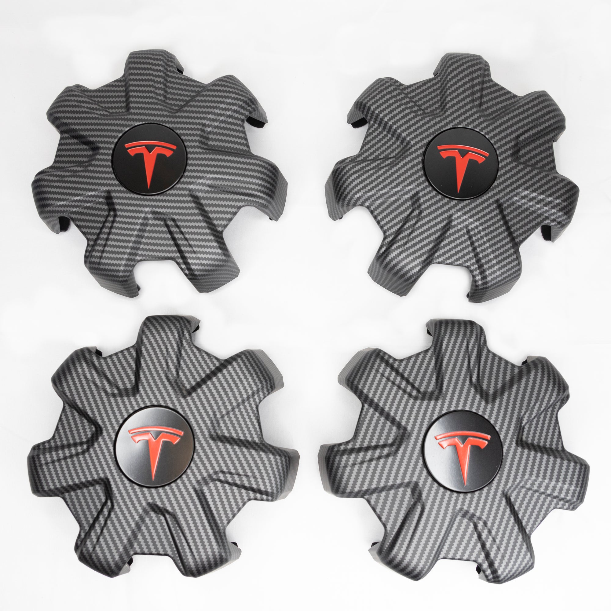 Model Y 19&quot; Gemini Wheel Center Hub Caps (Set of 4) - Hydro Carbon Fiber Coated