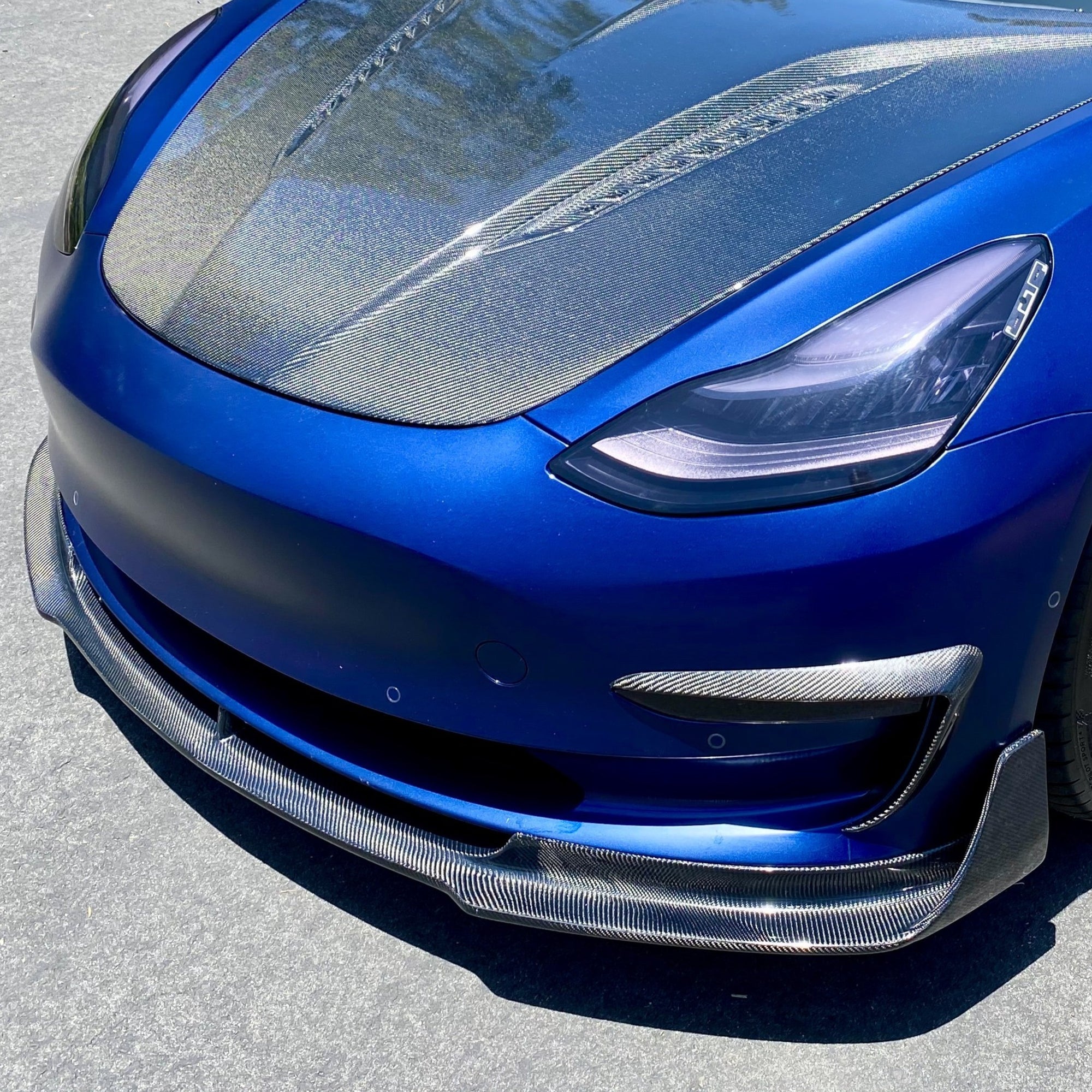 2017-2023 | Model 3 Viento Aero Front Lip - Real Molded Carbon Fiber