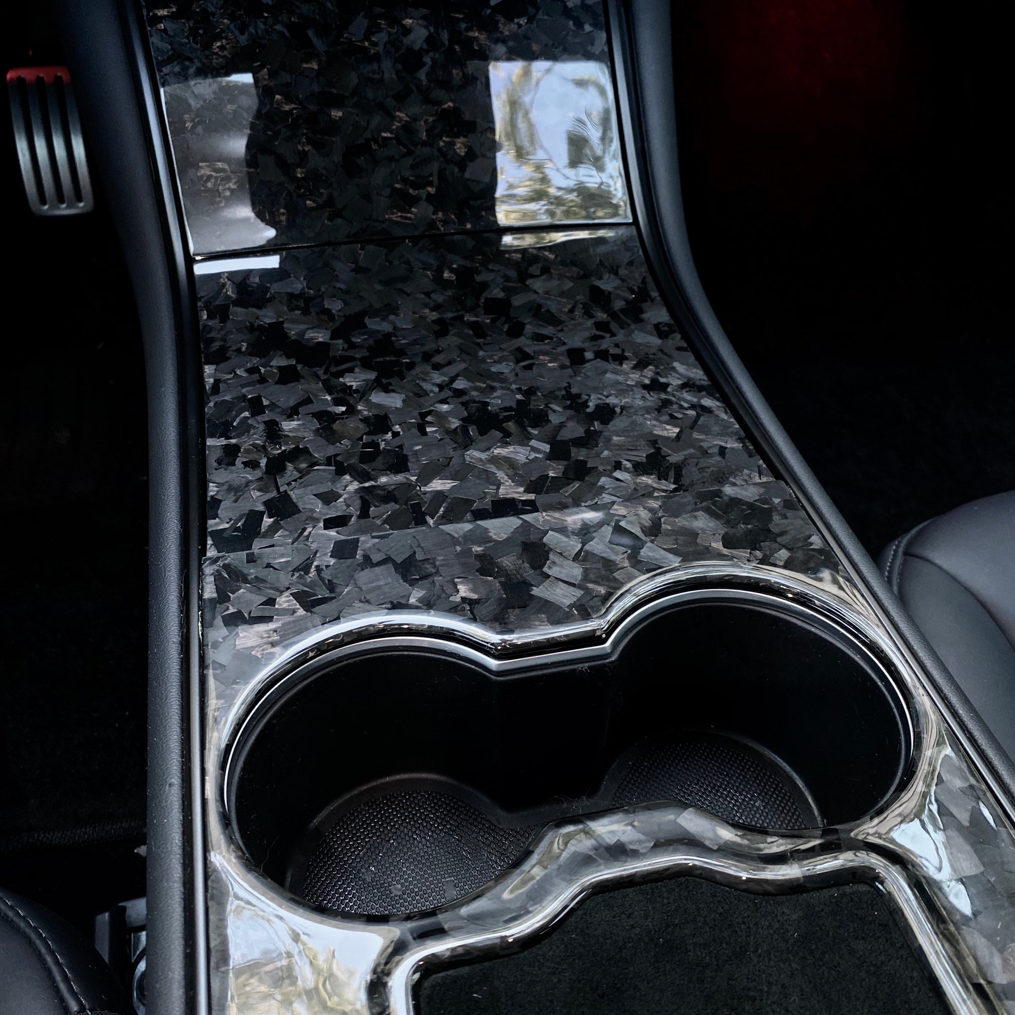 Model 3 &amp; Y Center Console Overlay (Gen. 1) - Real Forged Carbon Fiber