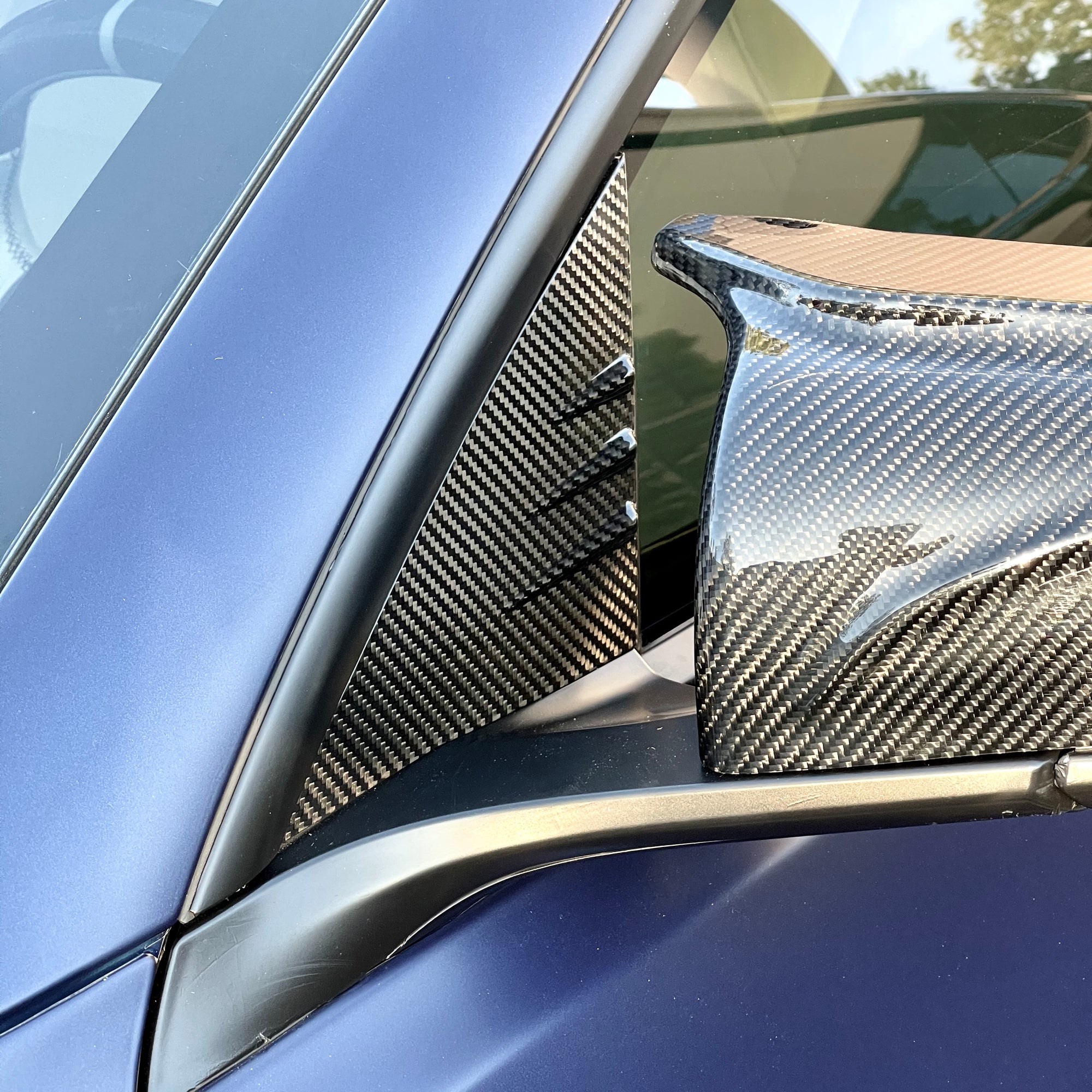 Model 3 A-Pillar Accent Overlays (1 Pair) - Real Molded Carbon Fiber