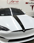 Model S Hood Racing Stripe Made from Xpel Ultimate Plus Black PPF